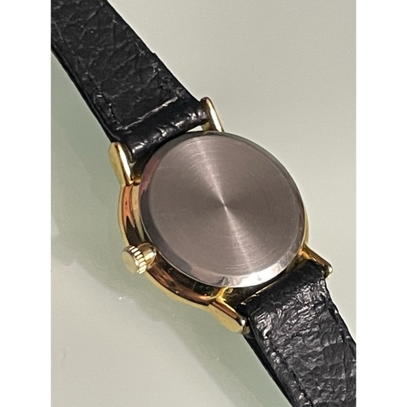 Vintage XANADU Women Watch Scissor Hands WORKS Gold Tone Black Leather Swiss - Picture 6 of 16